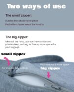 Travel Pillow Cover Stuffable with Clothes for Extra Luggage, Light Blocking 2-Way Hood, Cotton Neck Pillow for Airplane Long Flight, Super Lightweight, Gray - Image 5