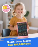 TEKFUN LCD Writing Tablet for Kids, 10-inch Coloring Drawing Pad, Mess Free Doodle Board, Christmas Gifts for Girls and Toddlers, Toys for 3 4 5 6 7 8 Year Old Boys (Pink) - Image 3