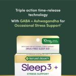 Nature's Bounty Stress Support Plus Melatonin, Sleep3 Maximum Strength 100% Drug Free Sleep Aid, Dietary Supplement with Ashwagandha, Time Release Technology, 10mg, 56 Tri-Layered Tablets - Image 4