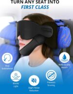 Travel Pillows for Airplanes with Sleep Eye Mask, Chin Strap, Airplane Pillow for Long Flights, Car Road Trip, 360° Headrest, Stop Bobblehead, Red - Image 4
