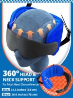 Travel Pillows for Airplanes with Sleep Eye Mask, Chin Strap, Airplane Pillow for Long Flights, Car Road Trip, 360° Headrest, Stop Bobblehead, Red - Image 5