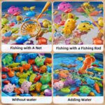 Magnetic Fishing Game Pool Toys for Kids 3-5, Water Table Bathtub Kiddie Party Toy with Pole Rod Net Plastic Floating Fish, Outdoor Toys for Boys Girls Kids Age 3 4 5 6 7 8 Year Old - Image 4