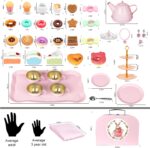 Tea Party Set for Little Girls, 49PCS Princess Tea Time Toys Including Tea Set Dessert Carrying Case, Kids Kitchen Pretend Playset, Tea Set for Girls Birthday Toddler Age 3-8, Pink - Image 3