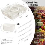 Snackle Box Container,Portable Snack Box 8 Compartment Divided Serving Tray with Lid and Handle,Clear Storage Organizer for Fruit Candy Nuts Veggie-Perfect for Road Travel Party（1 Pack） - Image 3