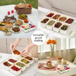 Snackle Box Container,Portable Snack Box 8 Compartment Divided Serving Tray with Lid and Handle,Clear Storage Organizer for Fruit Candy Nuts Veggie-Perfect for Road Travel Party（1 Pack） - Image 6