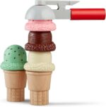 Melissa & Doug Scoop and Stack Ice Cream Cone Wooden Magnetic Pretend Play Food Set, Preschool Toy Play Ice Cream Set, Pretend Food, Toy for Toddlers and Kids Ages 3+ - FSC-Certified - Image 5
