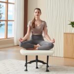 Bestier Cross Legged Office Chair with Wider Bentwood Back Support, Ergonomic Meditation Office Chair for Adults up to 300 lbs, 360° Swivel Adjustable Height for Multi Position White - Image 4