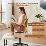Bestier Cross Legged Office Chair with Wider Bentwood Back Support, Ergonomic Meditation Office Chair for Adults up to 300 lbs, 360° Swivel Adjustable Height for Multi Position White - Image 5
