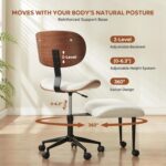 Bestier Cross Legged Office Chair with Wider Bentwood Back Support, Ergonomic Meditation Office Chair for Adults up to 300 lbs, 360° Swivel Adjustable Height for Multi Position White - Image 6