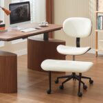 Bestier Cross Legged Office Chair with Wider Bentwood Back Support, Ergonomic Meditation Office Chair for Adults up to 300 lbs, 360° Swivel Adjustable Height for Multi Position White - Image 8