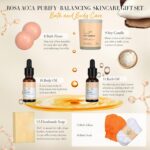 Skin Care Set for Women & Men, 28pcs Facial Kit at Home, Self Care Pamper Set, Birthday Gifts, Orange Spa Gift Baskets for Women, Serum, Face Cream, Bath Oil, Bath Bomb, Mothers Day, Christmas, Dad - Image 4