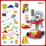Toddler Cleaning Set，Kids Cleaning Toy Set，New 29-Piece Detachable Kids Cleaning Set for Toddlers - Pretend Play Educational Cleaning Carts (red) - Image 3