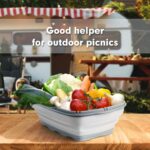 HI NINGER Collapsible Cutting Board with Colander, 9-In-1 Multi Chopping Board Kitchen Vegetable Washing Basket for Camping Gifts Camping Accessories for RV Campers - Image 8