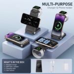 Magnetic Wireless Charger Stand, 3 in 1 Foldable Wireless Charging Station with 20W Adapter, Travel Charger for Multiple Devices for iPhone 17 16 15 14 13 12 Pro/Max/Plus/Mini, iWatch, AirPods - Image 3