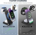 Magnetic Wireless Charger Stand, 3 in 1 Foldable Wireless Charging Station with 20W Adapter, Travel Charger for Multiple Devices for iPhone 17 16 15 14 13 12 Pro/Max/Plus/Mini, iWatch, AirPods - Image 4