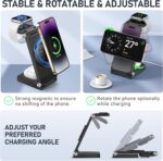 Magnetic Wireless Charger Stand, 3 in 1 Foldable Wireless Charging Station with 20W Adapter, Travel Charger for Multiple Devices for iPhone 17 16 15 14 13 12 Pro/Max/Plus/Mini, iWatch, AirPods - Image 5