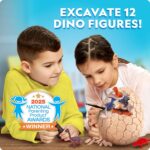 NATIONAL GEOGRAPHIC Jumbo Dinosaur Egg Dig Kit - Dig Out 12 Dino Figures & Replica T. Rex Tooth from Giant 6" Egg, Dino Egg, Jumbo Egg, Dinosaur Egg Toys, Educational Science Kits - Image 4