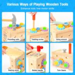 Wooden Tool Set for Kids 2 3 4 5 Year Old, 29Pcs Educational STEM Toys Toddler Montessori Toys for 2 Year Old Construction Preschool Learning Activities Gifts for Boys Girls Age 2-4 1-3 - Image 4