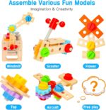 Wooden Tool Set for Kids 2 3 4 5 Year Old, 29Pcs Educational STEM Toys Toddler Montessori Toys for 2 Year Old Construction Preschool Learning Activities Gifts for Boys Girls Age 2-4 1-3 - Image 6
