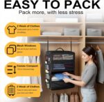 Suitcase Organizer, Travel Luggage Organizer Portable Hanging Travel Shelves Collapsible Hanging Packing Cubes for Carry on Suitcase with 5 Medium Vacuum Storage Bags and Hand Pump,Black - Image 5