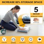 Suitcase Organizer, Travel Luggage Organizer Portable Hanging Travel Shelves Collapsible Hanging Packing Cubes for Carry on Suitcase with 5 Medium Vacuum Storage Bags and Hand Pump,Black - Image 7