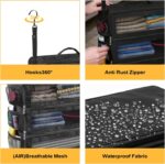 Suitcase Organizer, Travel Luggage Organizer Portable Hanging Travel Shelves Collapsible Hanging Packing Cubes for Carry on Suitcase with 5 Medium Vacuum Storage Bags and Hand Pump,Black - Image 8