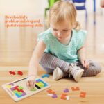Coogam Wooden Blocks Puzzle Brain Teasers Toy Tangram Jigsaw Intelligence Colorful 3D Russian Blocks Game STEM Montessori Educational Gift for Kids (40 Pcs) - Image 4