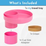 Travel Tray - Convert Your Cup Holder to a Tray for Car Seats, Booster, Stroller and Anywhere - Hot Pink, Round - USA Made - Image 4
