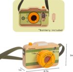 Wooden Mini Pretend Camera Toy with Real Sounds and Light for Toddlers 3 Years Old, Neck Hanging Photographed Props for Boys Girls Children Kids - Image 4