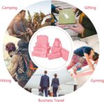 Packing Cubes 8 Sets Travel Luggage Organizers Include Waterproof Shoe Storage Bag Convenient Packing Pouches for Traveller (Peach pink) - Image 8