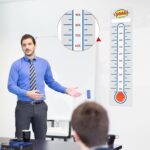 Junkin 6 Pcs Fundraising Thermometer Goal Charts Tracker Decal 48 x 11 Inch Dry Erase Thermometer Goal Setting Wall Poster Removable Giant Vinyl Sticker Office Wall Posters(White) - Image 5