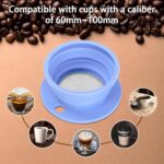 Collapsible Paperless Pour Over Coffee Dripper, Single Cup Travel Pour Over Coffee Maker Camping, Portable Silicone PourOver Coffee Filter with Reusable Metal Mesh Filter (Blue) - Image 7