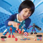 Play-Doh Marvel Hero Adventure Playset, 3 Marvel Action Figures with Wearable Tools, Black Panther, Captain America & Spider-Man Imagination Toys for Boys and Girls Ages 4 and Up - Image 3