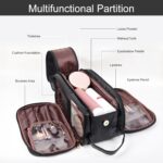 Travel Toiletry Bag For Women Large Capacity Opening Cosmetic Organizer, Portable Waterproof Pouch Open Flat Travel Makeup Bags, Makeup Storage With Divide and Handle Black - Image 3