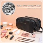 Travel Toiletry Bag For Women Large Capacity Opening Cosmetic Organizer, Portable Waterproof Pouch Open Flat Travel Makeup Bags, Makeup Storage With Divide and Handle Black - Image 4