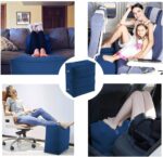 Travel Foot Rest Pillow, Portable Inflatable with Double Hand Pump Adjustable Three Layers Height Pillow for Foot Rest on Airplanes,Cars,Buses,Trains,Office to Sleep on Long Trip - Image 3