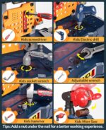Deejoy Kids Tool Bench with Realistic and Electric Drill, Construction Workbench Toys for Toddlers 3-5, Toddler Bench Set for Boys & Girls Age 3-4 - Image 3