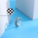 AmorArtSky Checkered Fidget Ring for Adults - 18K Gold Plated Stainless Steel Rotating Spinner Jewelry, Anxiety & Stress Relief Gift for Women/Men (Black and White Pattern) - Image 5