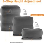 Maliton Inflatable Foot Rest Pillow for Travel,Kids Airplane Bed,Adjustable 3 Layers Height Leg Pillow of Air Travel Essentials,Car, Office, Home - Fast Inflation (Dark Grey) - Image 3