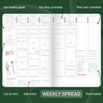 GoGirl Weekly Schedule Planner – Hourly Work & Life Planner with Time Slots – Vertical Agenda Organizer for Daily Productivity, A5 (Forest Green) - Image 4