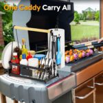Grill Caddy with Plate Holder and Paper Towel Holder, Picnic BBQ Condiment Utensil Organizer Caddy for Outdoor Cooking, Camping Essential, Camper Must Haves, Grilling Gifts for Men - Image 3