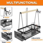 Grill Caddy with Plate Holder and Paper Towel Holder, Picnic BBQ Condiment Utensil Organizer Caddy for Outdoor Cooking, Camping Essential, Camper Must Haves, Grilling Gifts for Men - Image 6