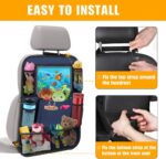 Car Backseat Organizer with 11" Table Holder, 10 Storage Pockets Seat Back Protectors Kick Mats for Kids Toddlers, Travel Accessories, 2 Pack, Blue - Image 6