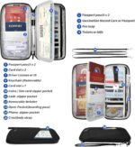 Passport Wallet, RFID Passport Holder with Vaccine Card Slot, for Family and Women & Men, Travel Document Organizer with Removable Wristlet Crossbody Strap (Black) - Image 3