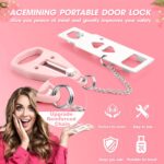 AceMining Portable Door Lock Home Security Door Locker Travel Lockdown Locks for Additional Safety and Privacy Perfect for Traveling Hotel Home Apartment College-Pink(1 Pack) - Image 3