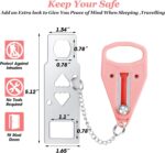 AceMining Portable Door Lock Home Security Door Locker Travel Lockdown Locks for Additional Safety and Privacy Perfect for Traveling Hotel Home Apartment College-Pink(1 Pack) - Image 5