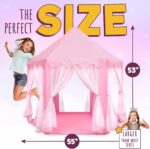 ORIAN Princess Castle Playhouse Tent for Girls with LED Star Lights – Indoor & Outdoor Large Kids Play Tent for Imaginative Games – ASTM Certified, 230 Polyester Taffeta. Pink 55"x53". - Image 5