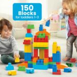 MEGA BLOKS First Builders Toddler Blocks Toys Set, Deluxe Building Bag with 150 Pieces and Storage, Creative Open-Ended Play, Blue, Ages 1+ Years (Amazon Exclusive) - Image 3