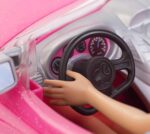 Barbie Playset with Sparkly Pink 2-Seater Toy Convertible Car Featuring Glam Details & Fashion Doll in Sundress & Sunglasses (Amazon Exclusive) - Image 4