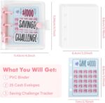 Mini Money Saving Binder with 25 Envelopes, $1000 Savings Challenge Book, Portable Budget Tool (Blue) - Image 3